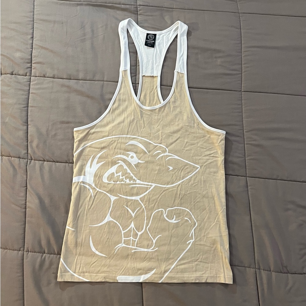 GYMSHARK Stringer Tank (Tan/White) Men’s SZ Small